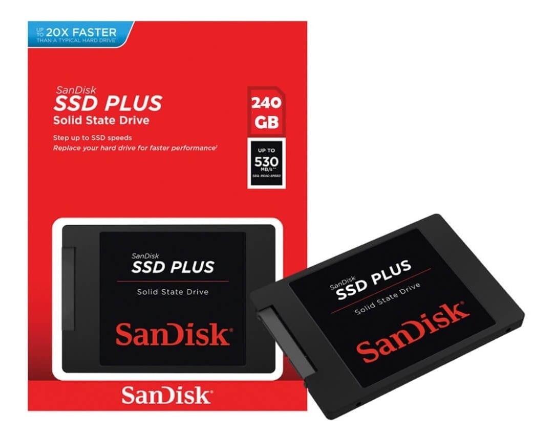 SSD Plus SanDisk 120GB 2.5' SATA 3.0 6Gbit/s L-530MB/s e G-400MB/s 120GB